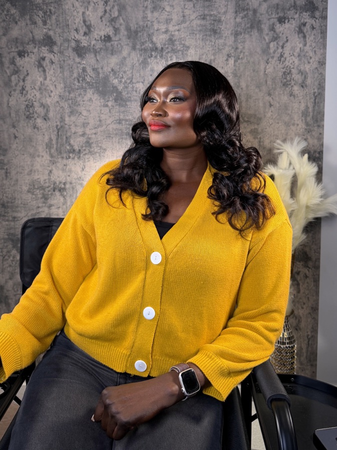 Black wig with loose curls